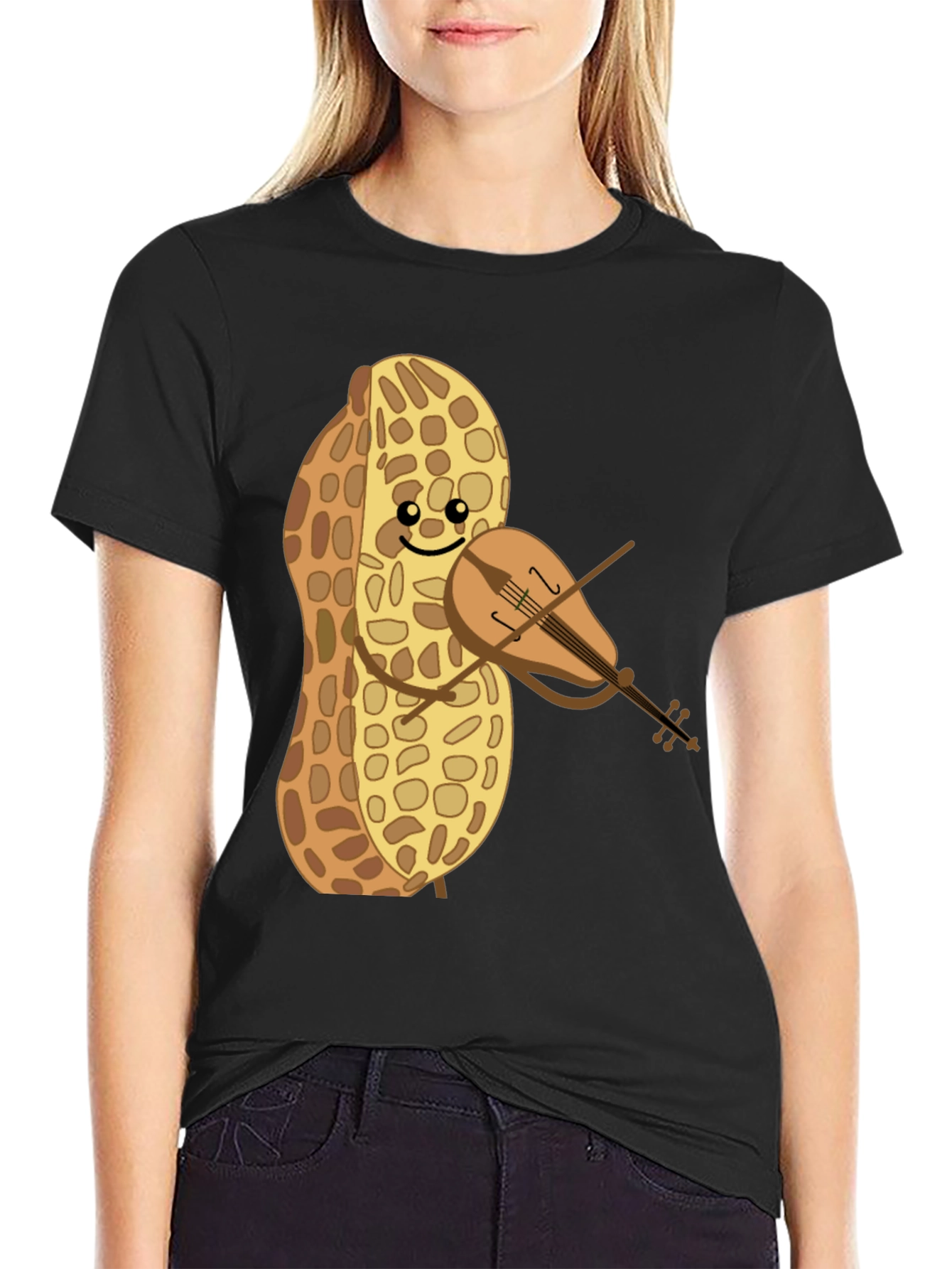 Funny Peanut Violinist Graphic Tee