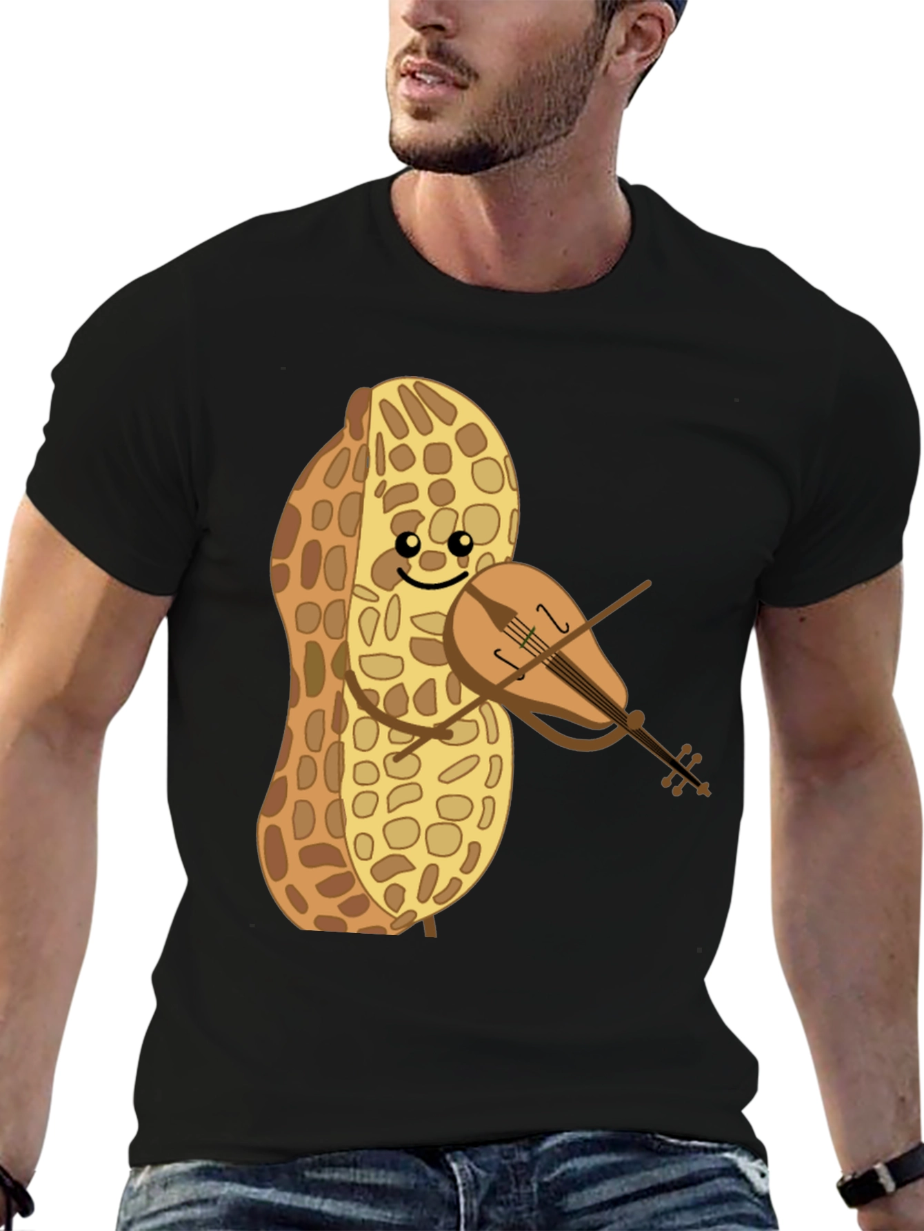 Funny Peanut Violinist Graphic Tee