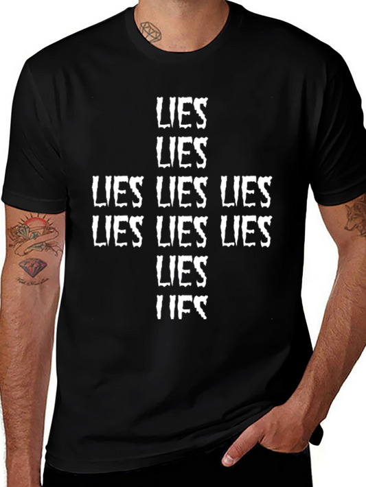 Lies Graphic Print Crew Neck T-Shirt
