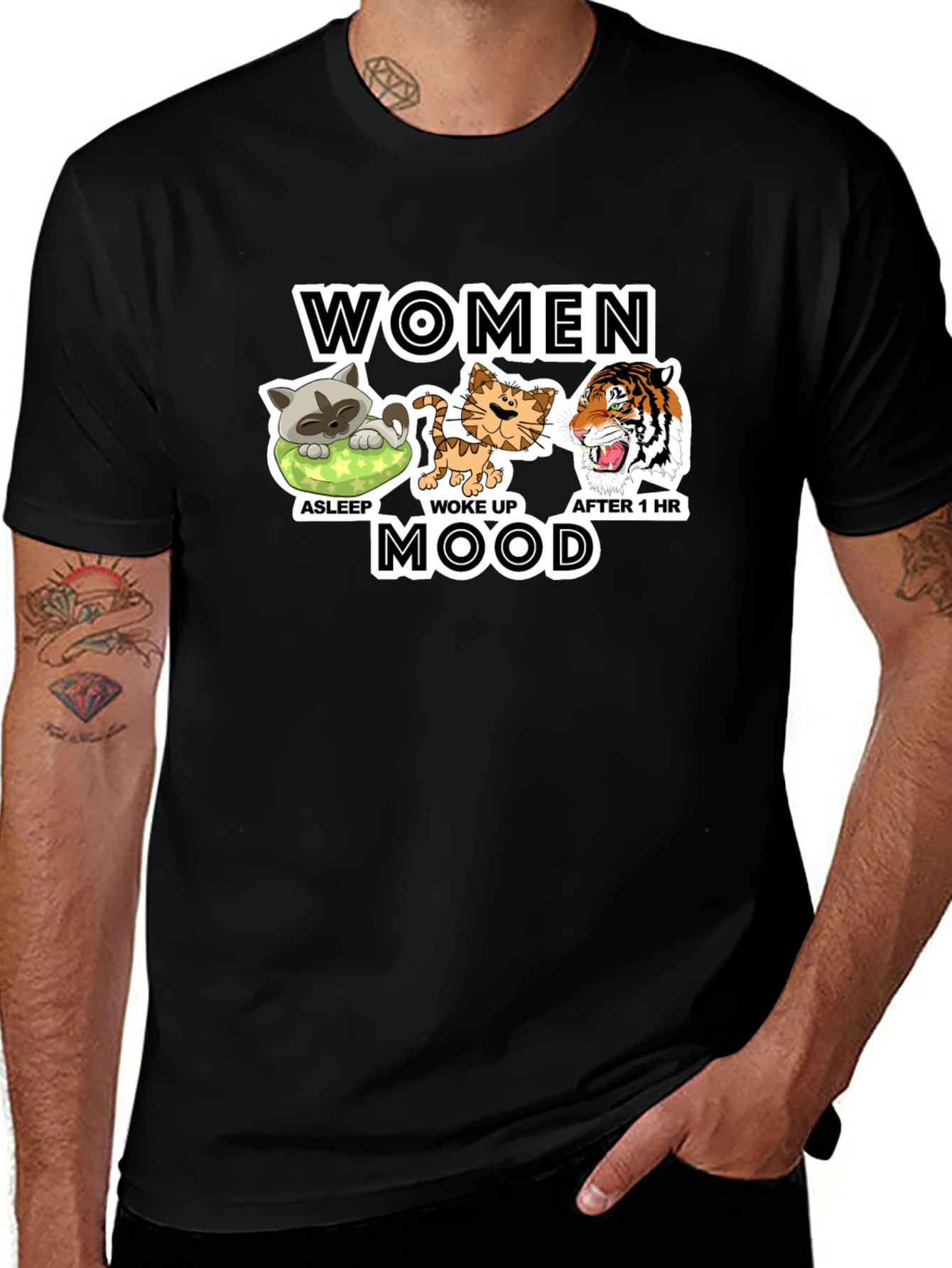 Women Mood Graphic T-Shirt Funny Cat Lover Tee