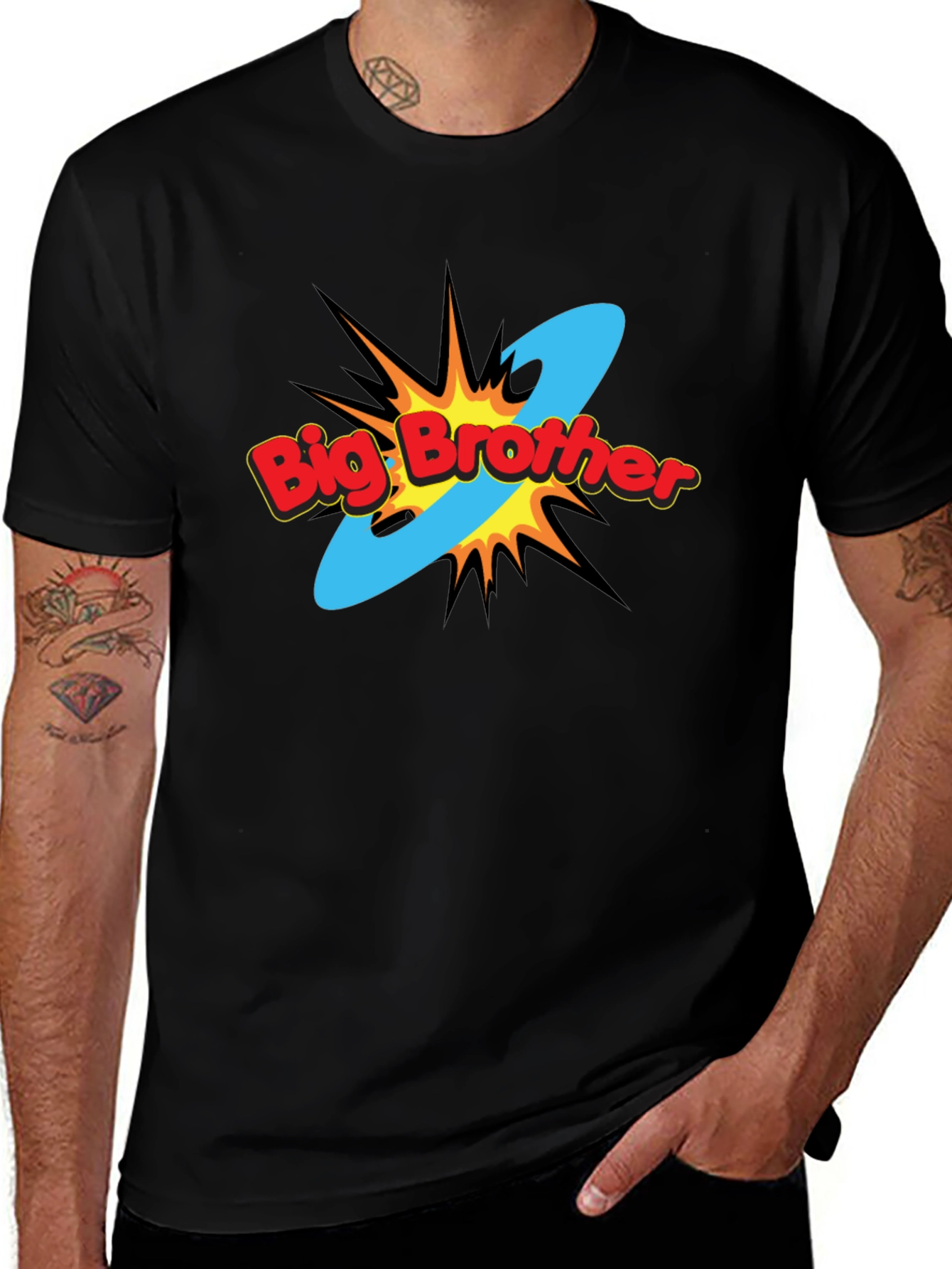 Big Brother Comic Style Black T-Shirt