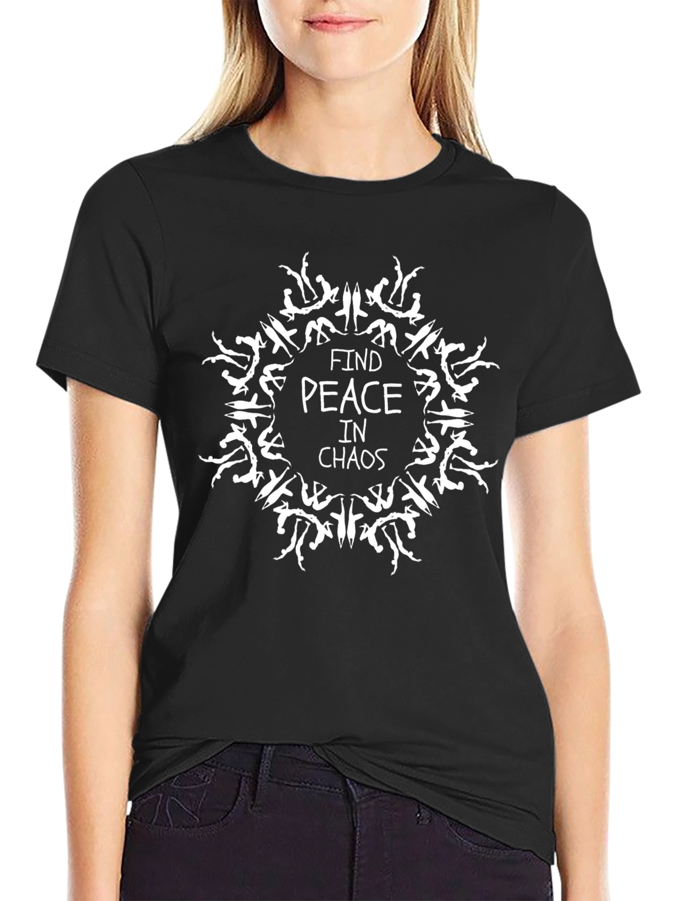 Find Peace In Chaos Graphic T-Shirt - Black
