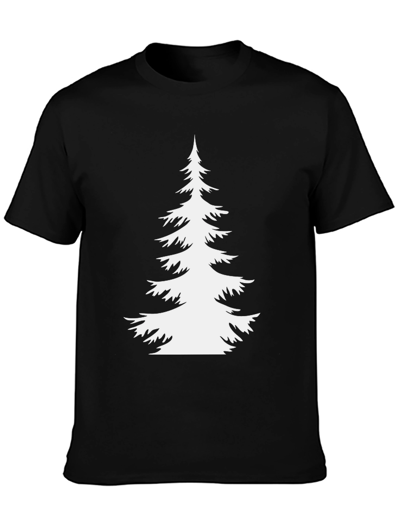 Evergreen Tree Graphic Tee - Soft Black Cotton T-Shirt