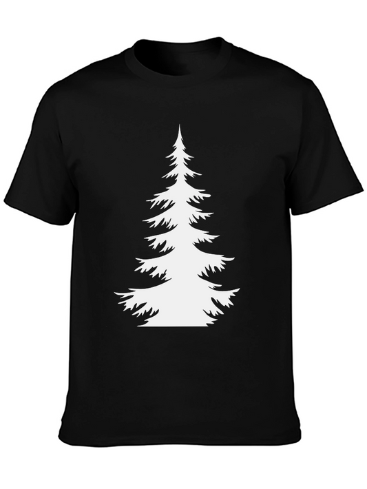 Evergreen Tree Graphic Tee - Soft Black Cotton T-Shirt