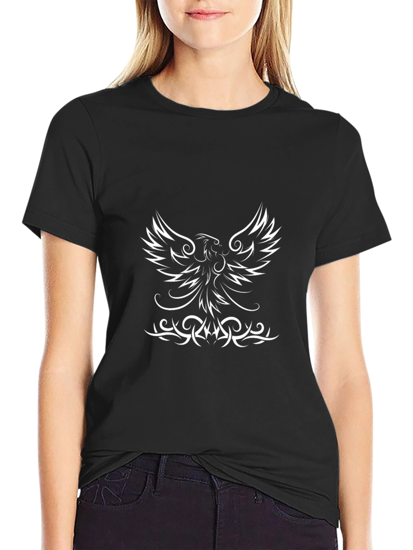 Phoenix Graphic Print Black T-Shirt