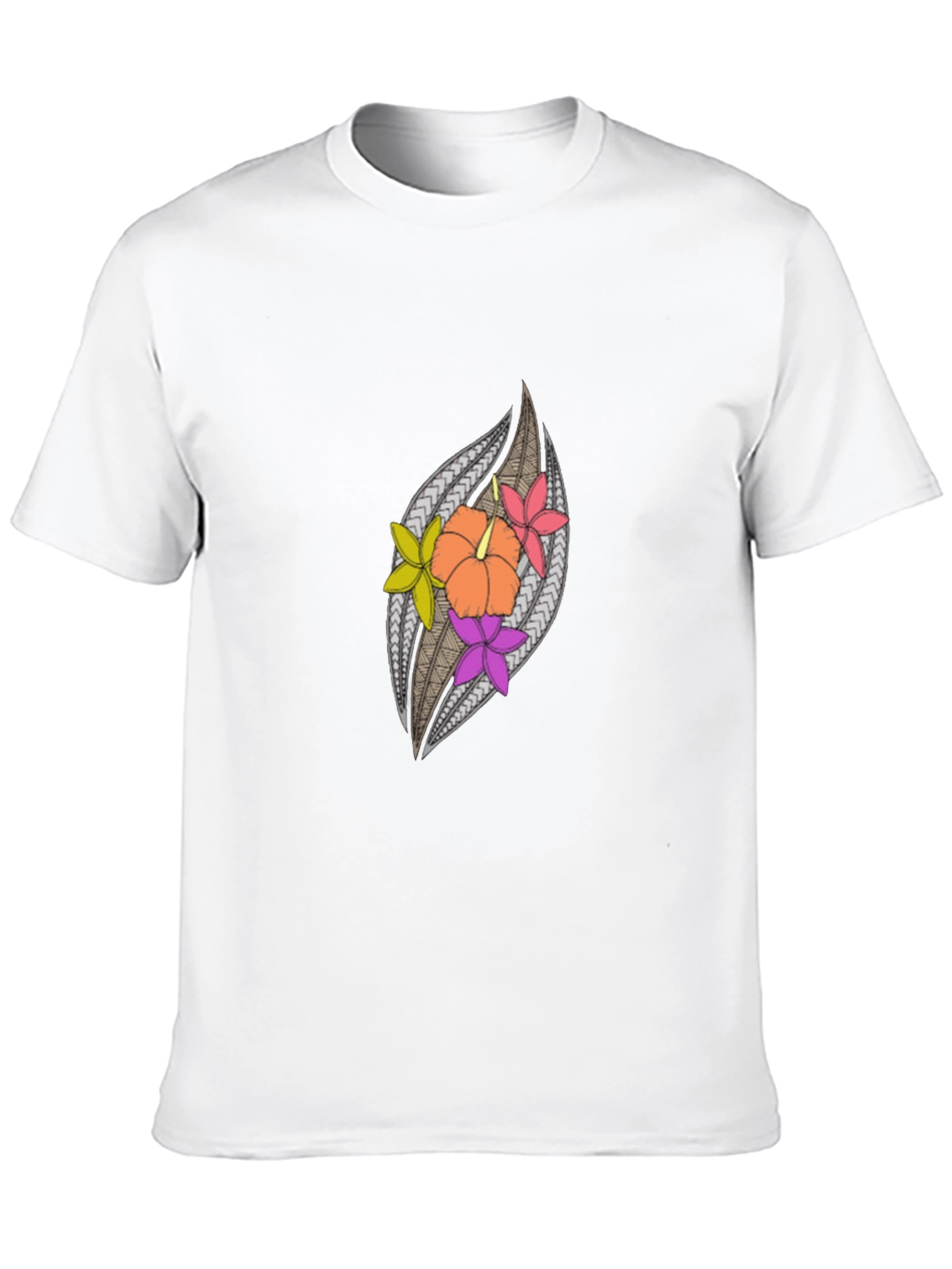 Hibiscus Floral Patterned Black Tee