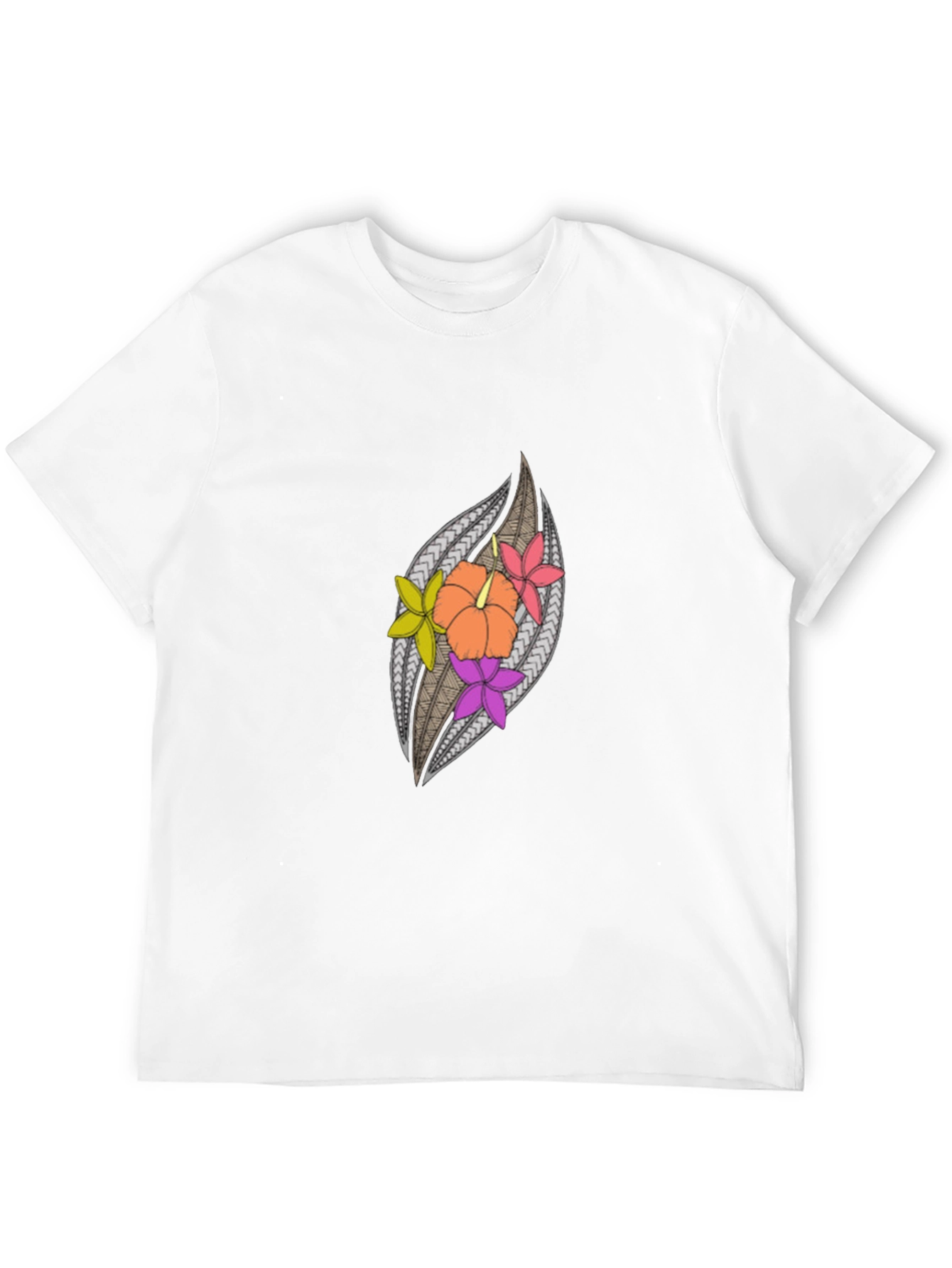 Hibiscus Floral Patterned Black Tee