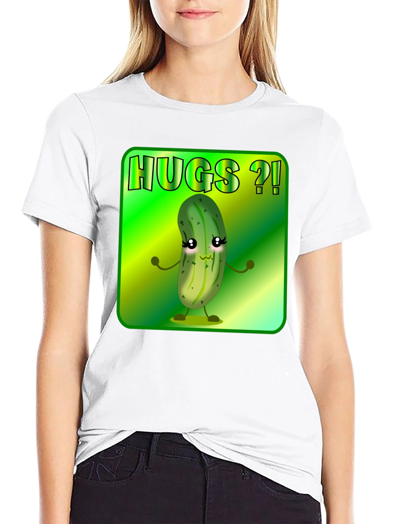 Hugs Pickle Graphic Tee - Black Unisex T-Shirt