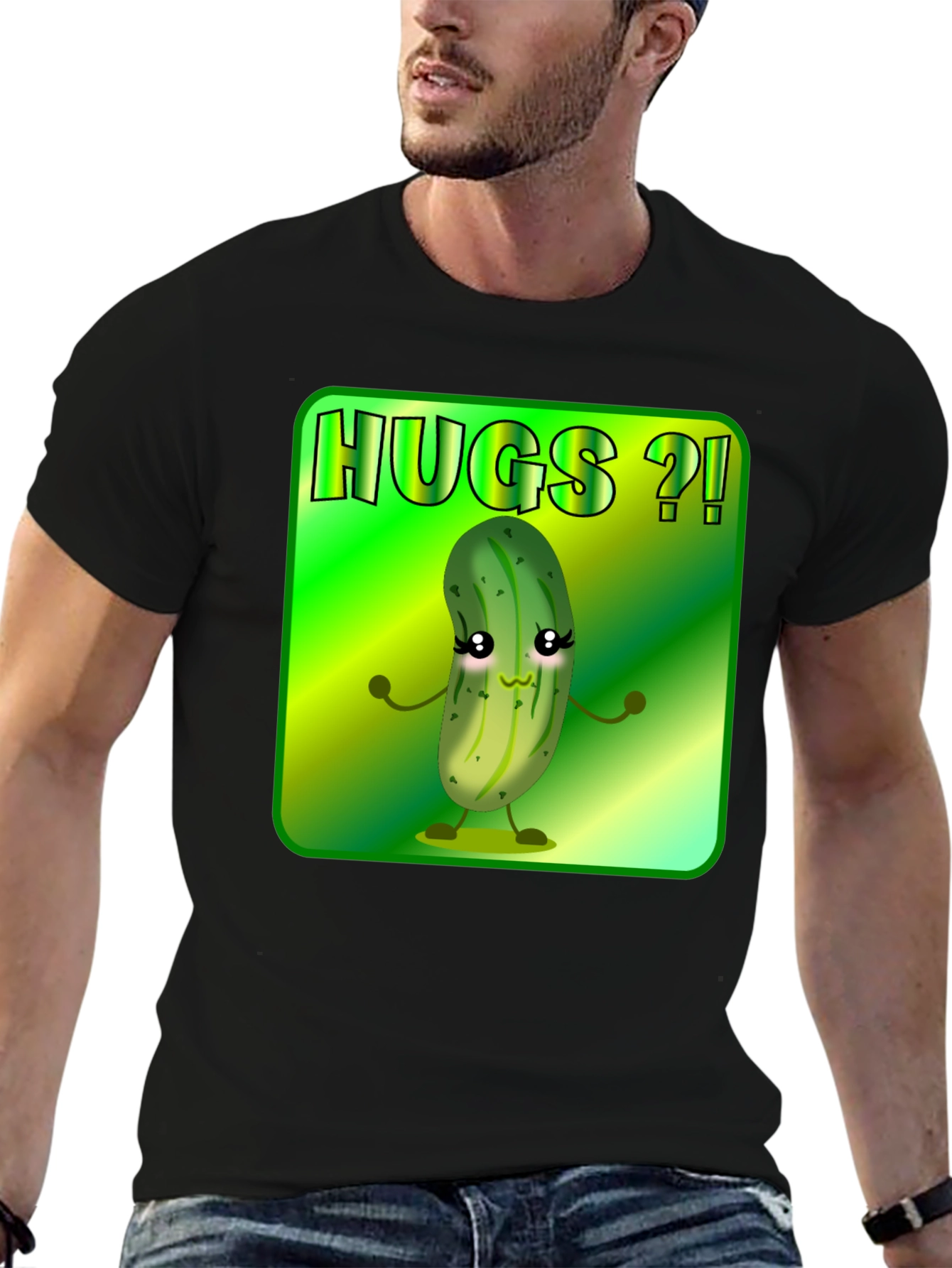 Hugs Pickle Graphic Tee - Black Unisex T-Shirt