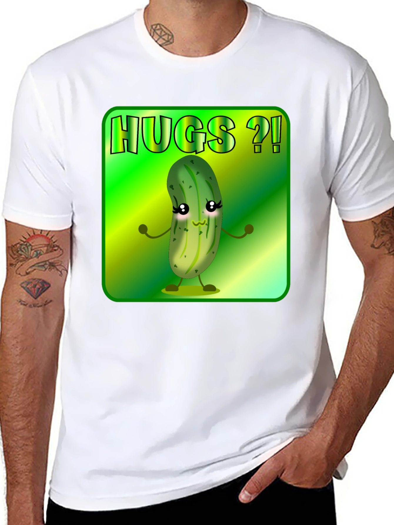 Hugs Pickle Graphic Tee - Black Unisex T-Shirt