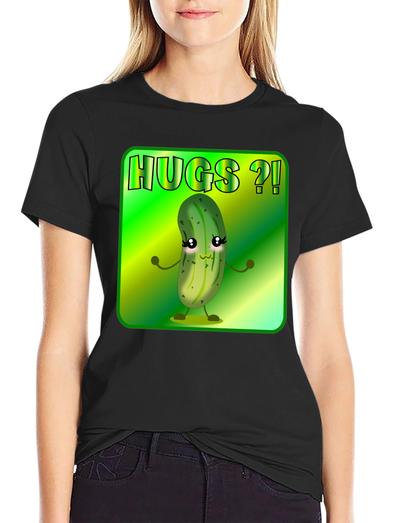 Hugs Pickle Graphic Tee - Black Unisex T-Shirt