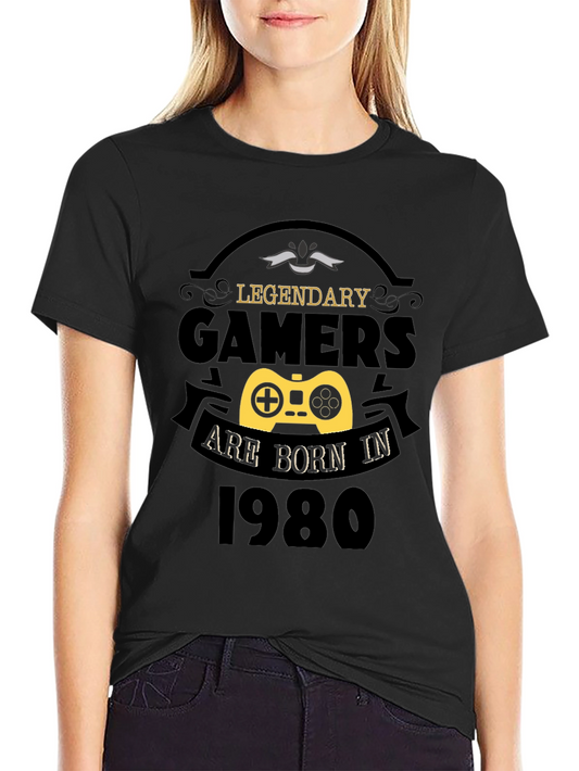 Legendary Gamers Born in 1980 Black T-Shirt
