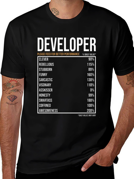 Developer Nutrition Facts Black T-Shirt