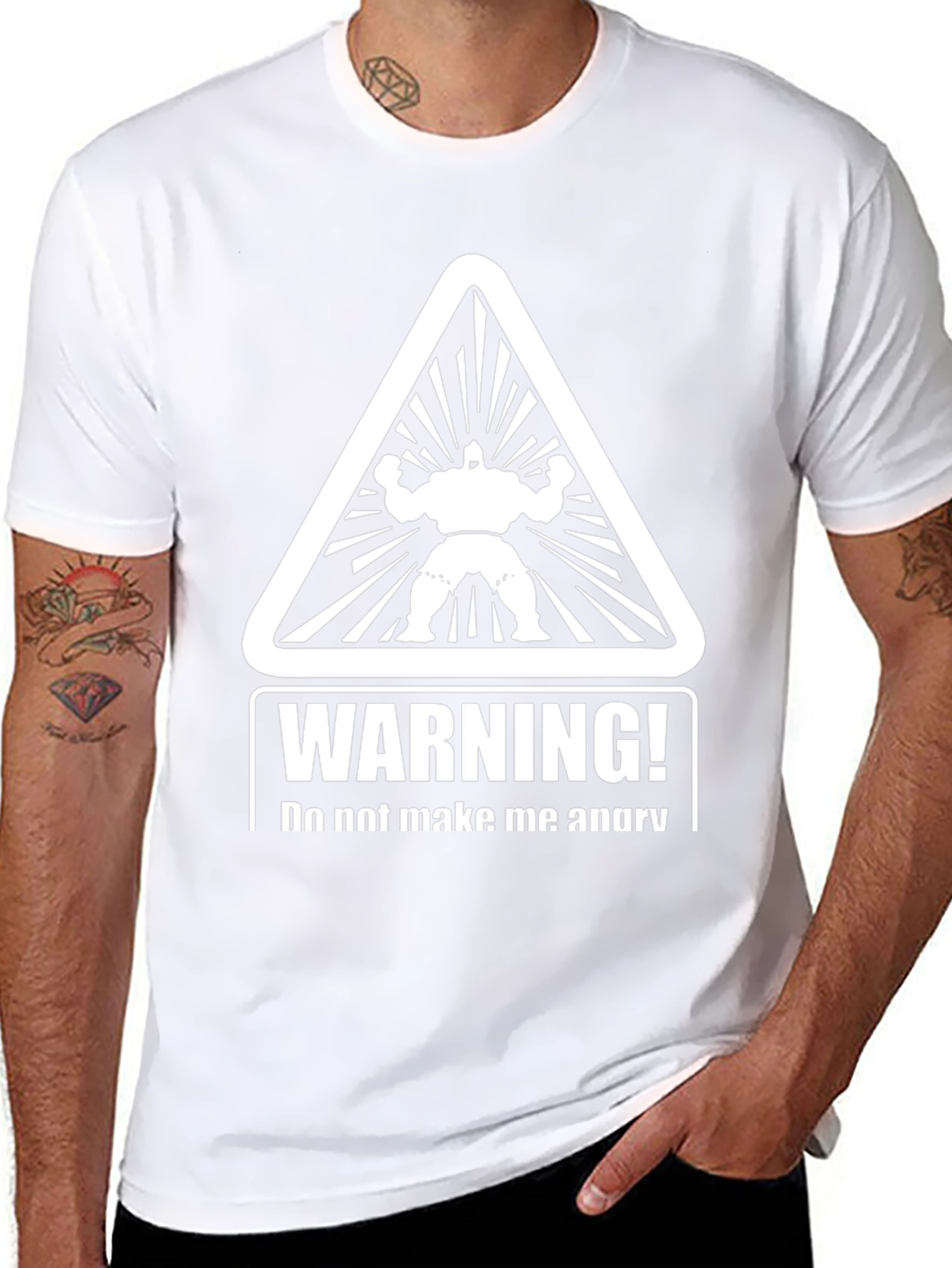 Warning Angry Man T-Shirt - Black
