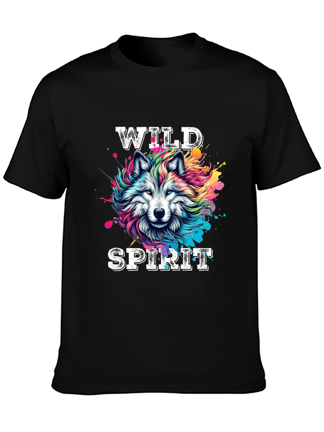 Wild Spirit Wolf Graphic Tee - Bold Black T-Shirt