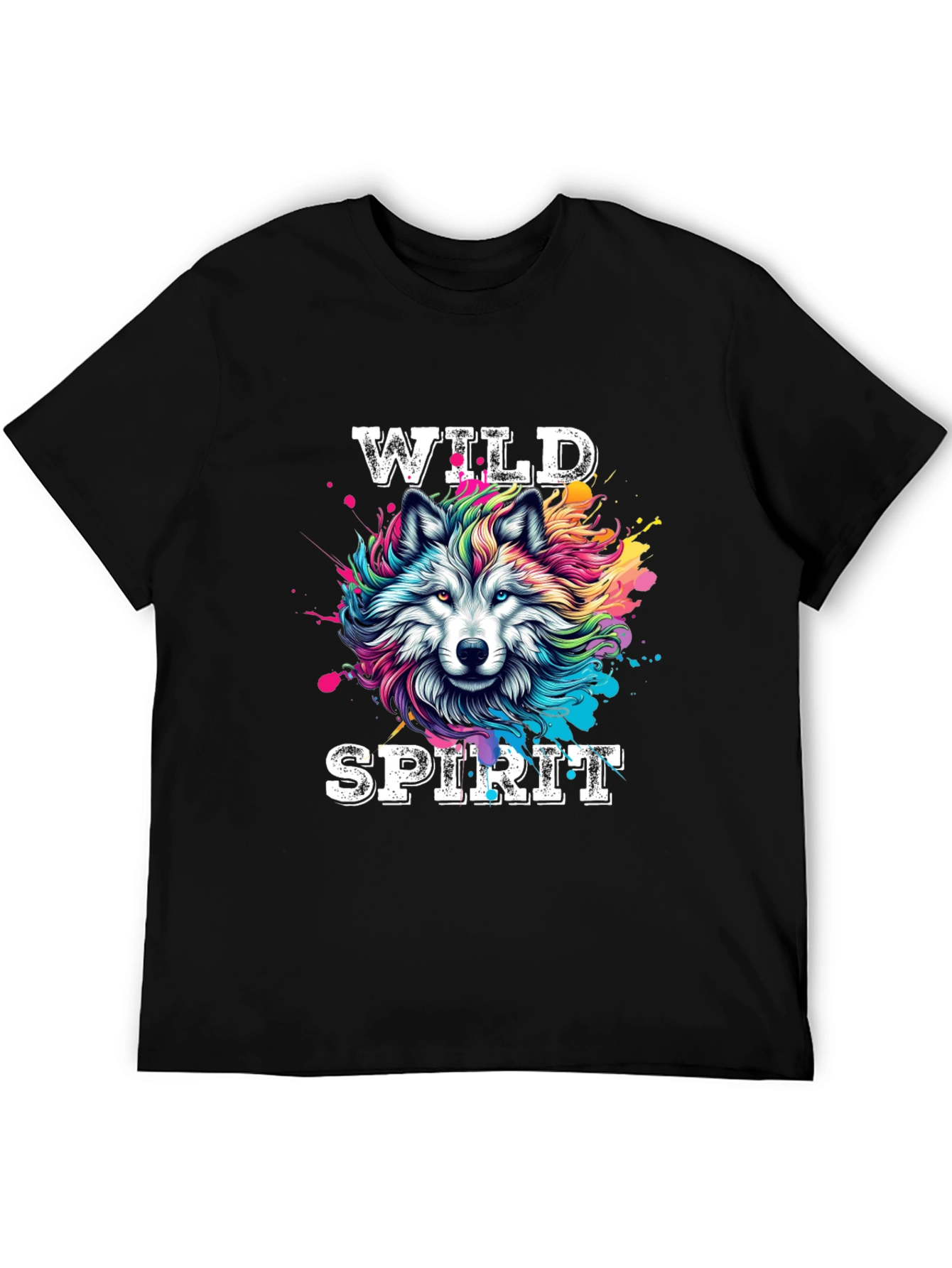 Wild Spirit Wolf Graphic Tee - Bold Black T-Shirt