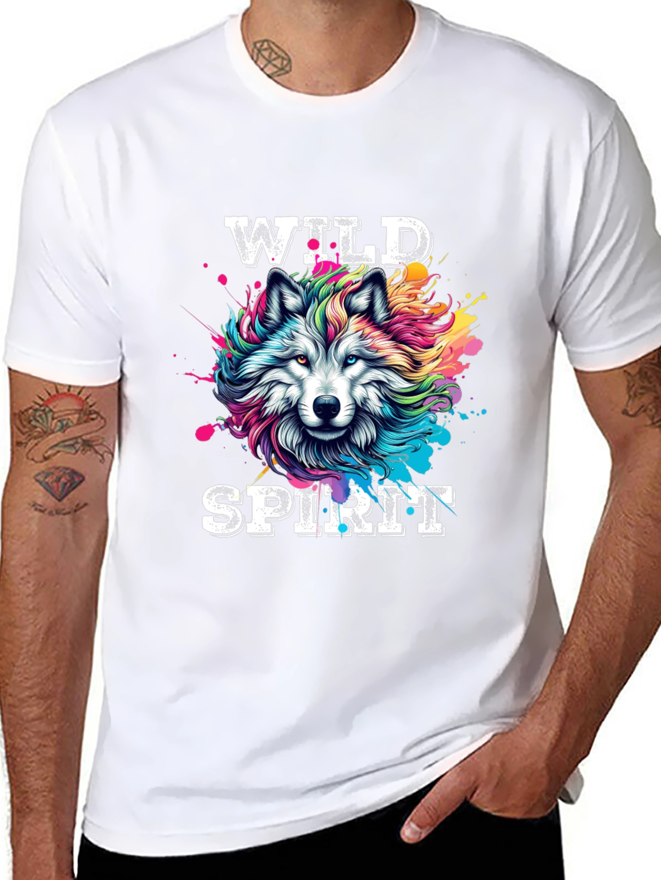 Wild Spirit Wolf Graphic Tee - Bold Black T-Shirt