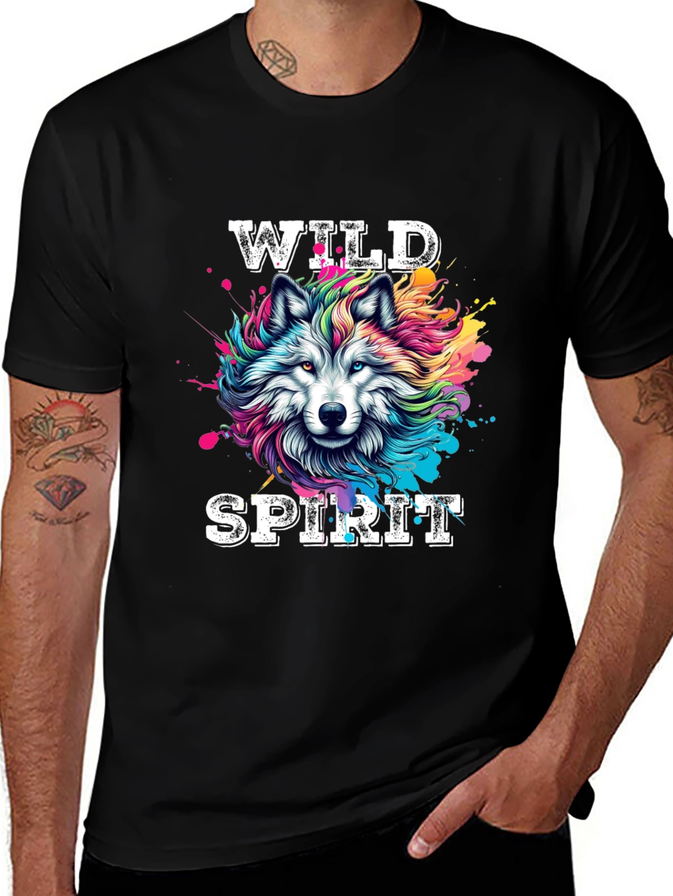 Wild Spirit Wolf Graphic Tee - Bold Black T-Shirt