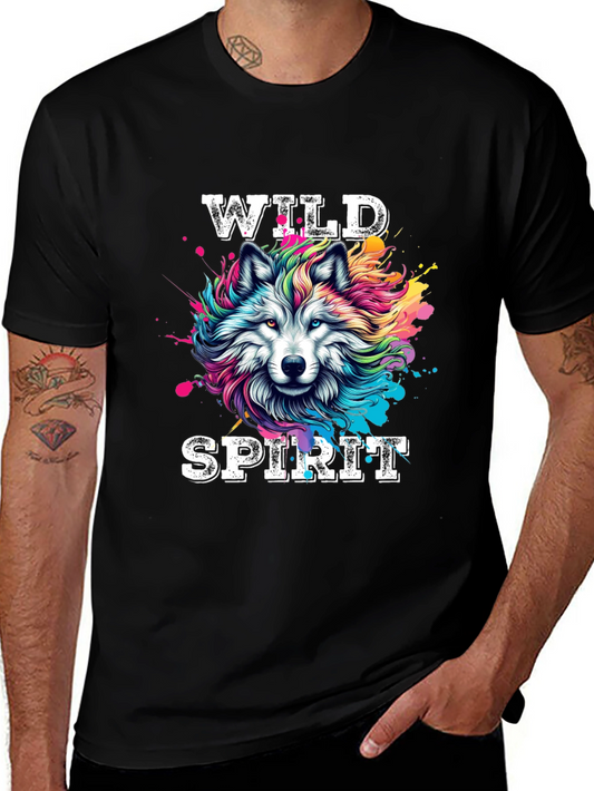 Wild Spirit Wolf Graphic Tee - Bold Black T-Shirt