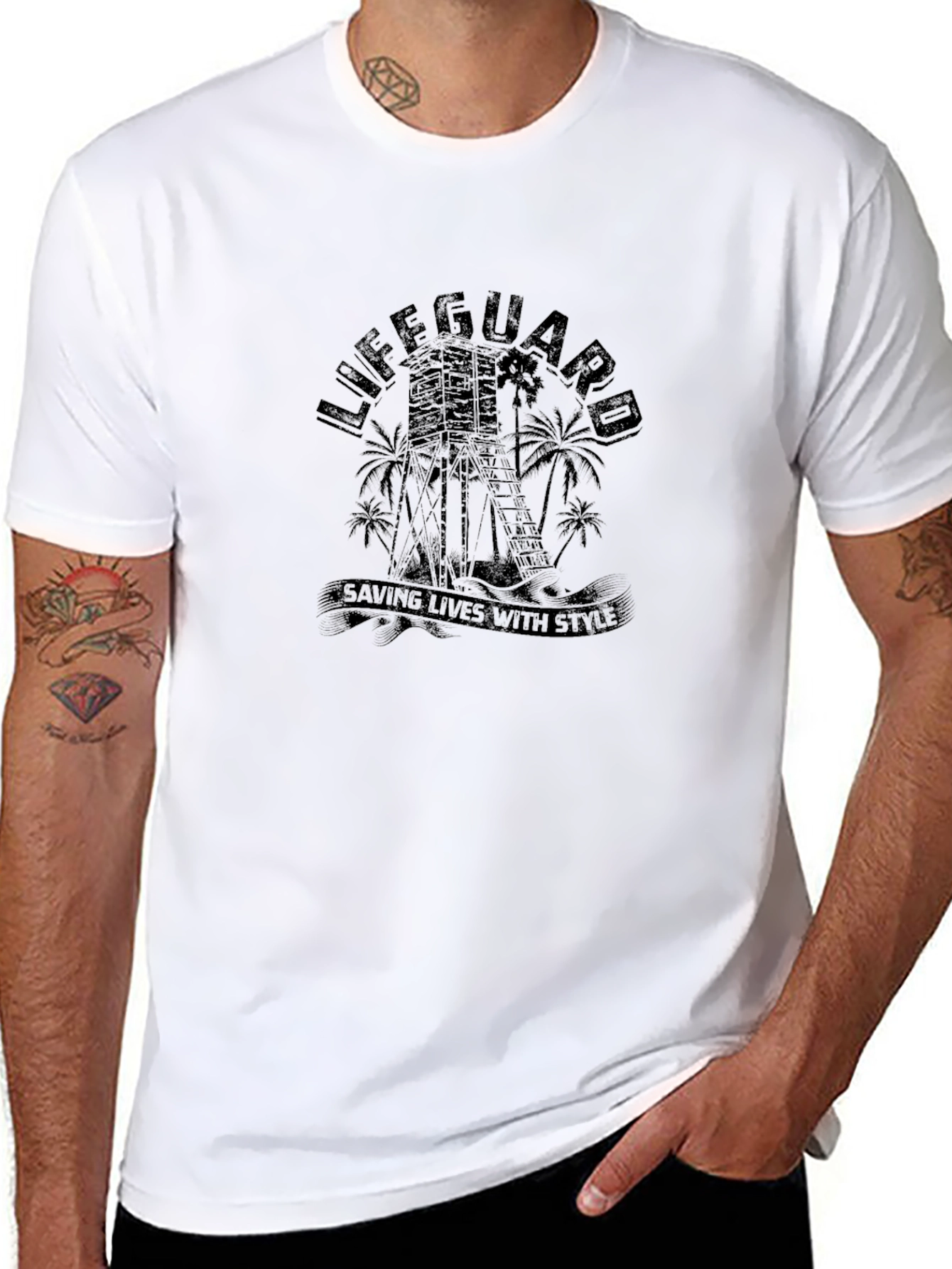 Lifeguard Saving Lives With Style Black T-Shirt