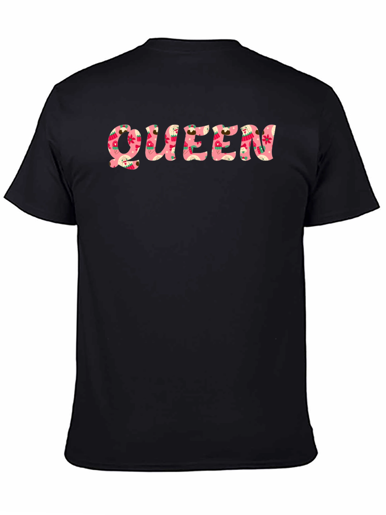 Floral Queen Graphic Print Black T-Shirt