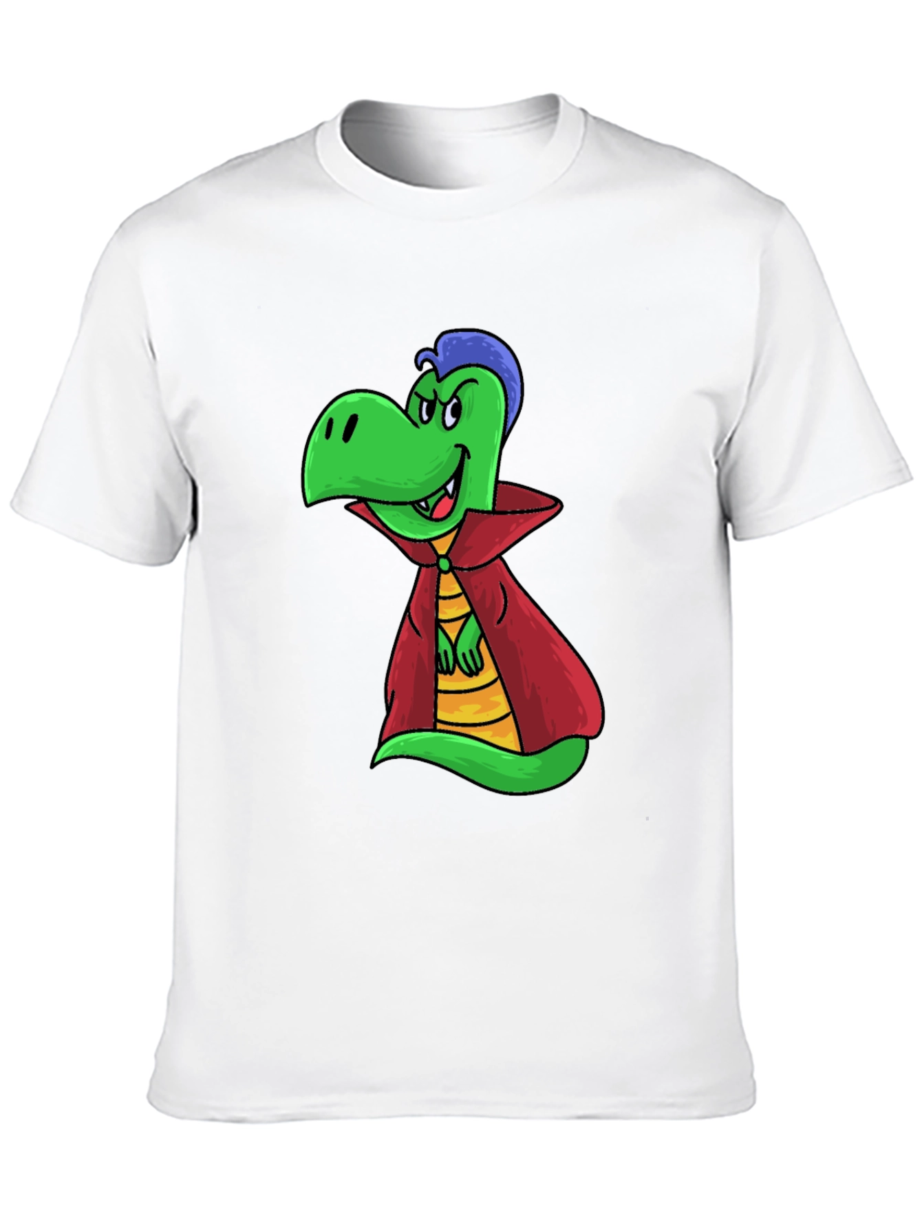 Cartoon Vampire Dinosaur Black T-Shirt