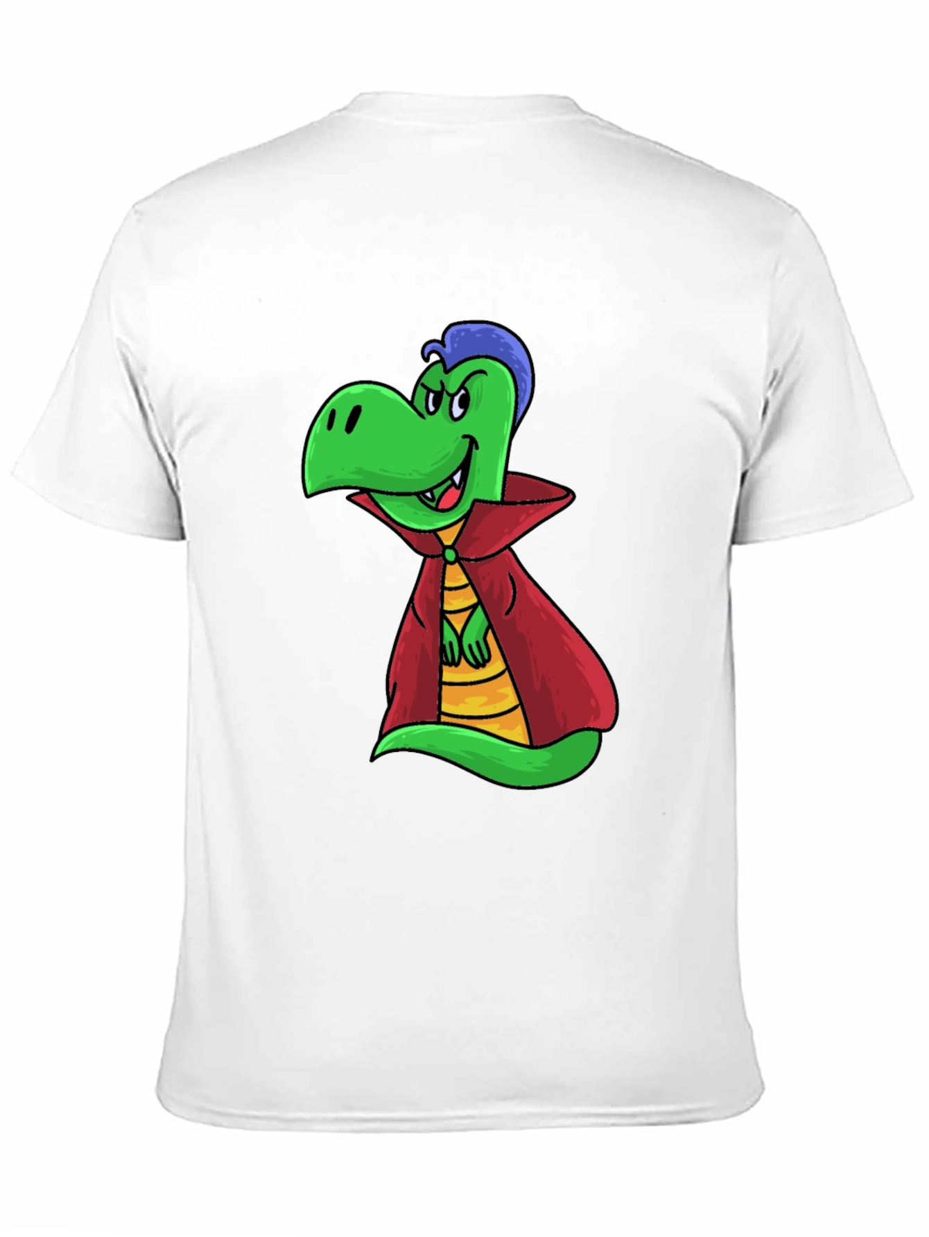 Cartoon Vampire Dinosaur Black T-Shirt