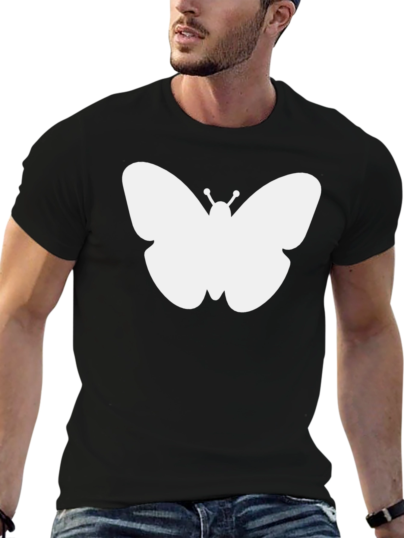 Butterfly Graphic Tee - Classic Black Cotton T-Shirt