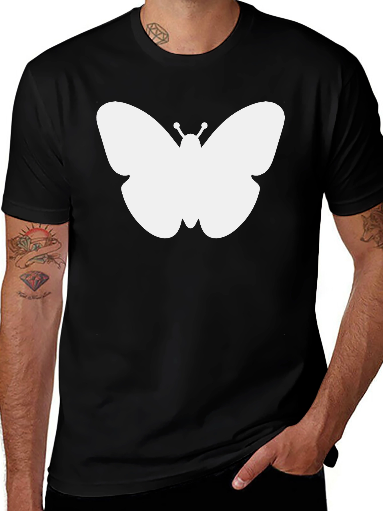 Butterfly Graphic Tee - Classic Black Cotton T-Shirt