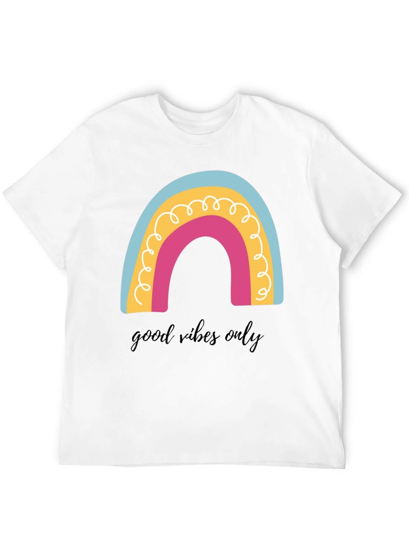 Good Vibes Only Rainbow Graphic Tee - Black Cotton