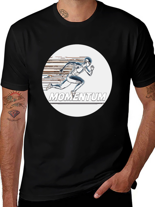 Momentum Graphic Tee - Sleek Runner Design Black T-Shirt