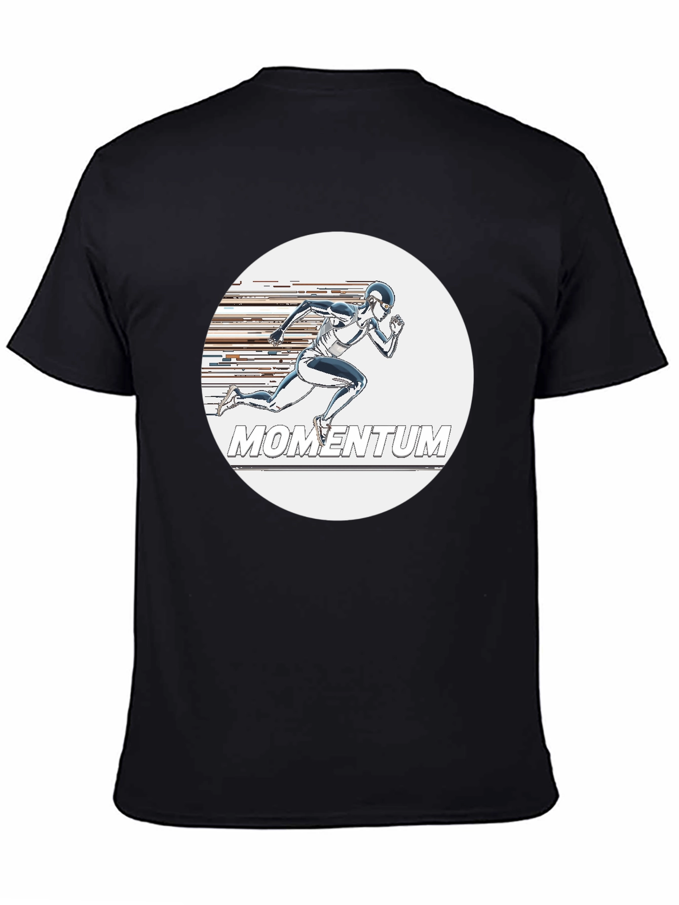 Momentum Graphic Tee - Sleek Runner Design Black T-Shirt
