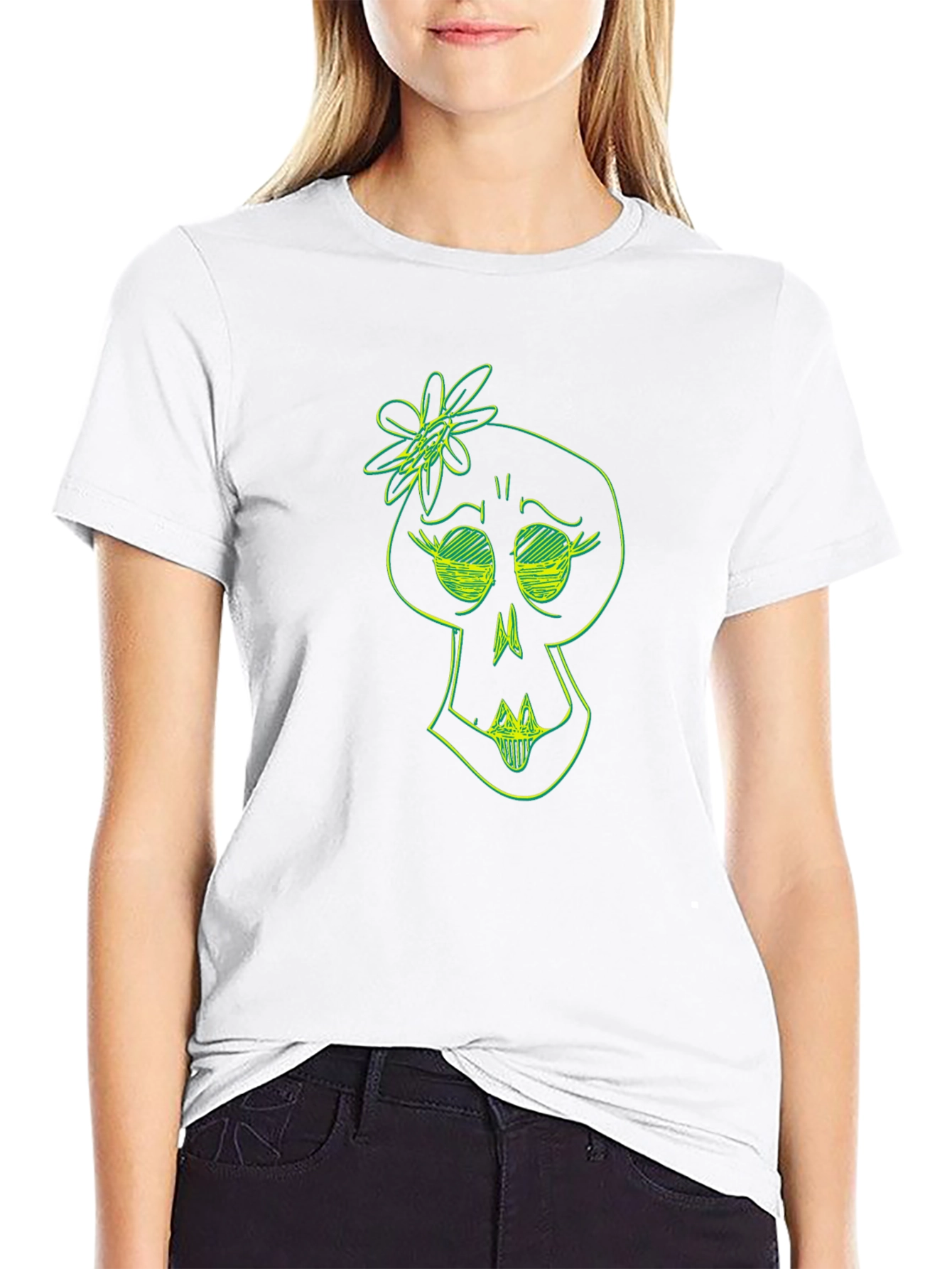 Skull Flower Graphic Tee - Trendy Black T-Shirt