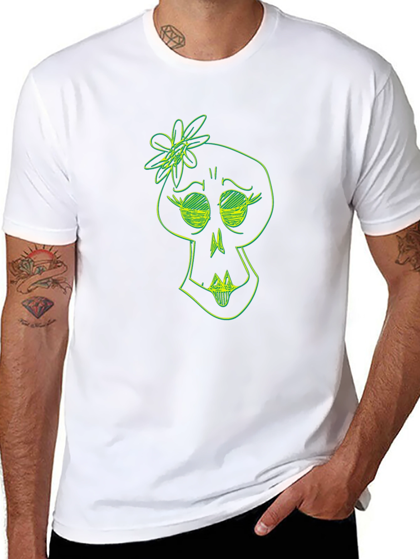 Skull Flower Graphic Tee - Trendy Black T-Shirt