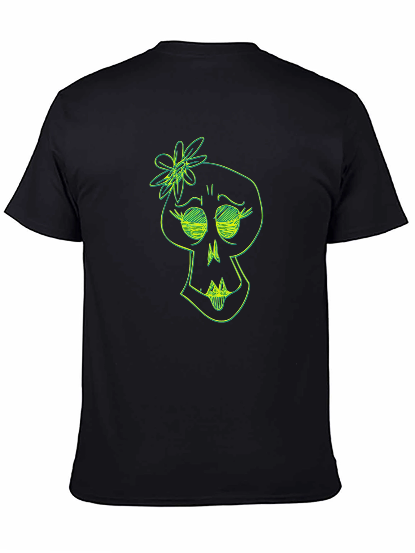 Skull Flower Graphic Tee - Trendy Black T-Shirt