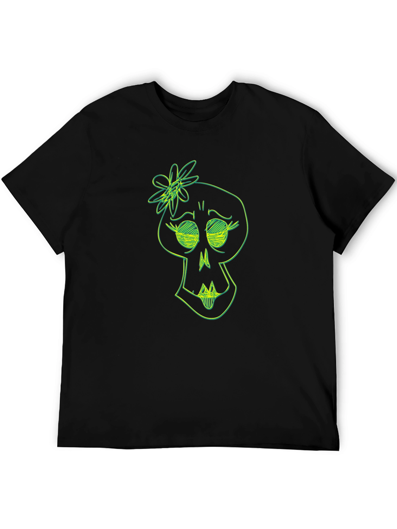 Skull Flower Graphic Tee - Trendy Black T-Shirt