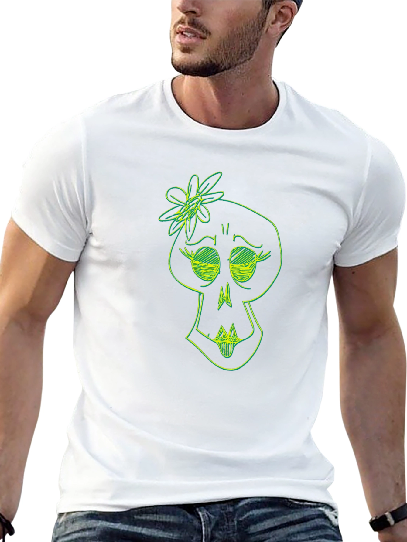 Skull Flower Graphic Tee - Trendy Black T-Shirt