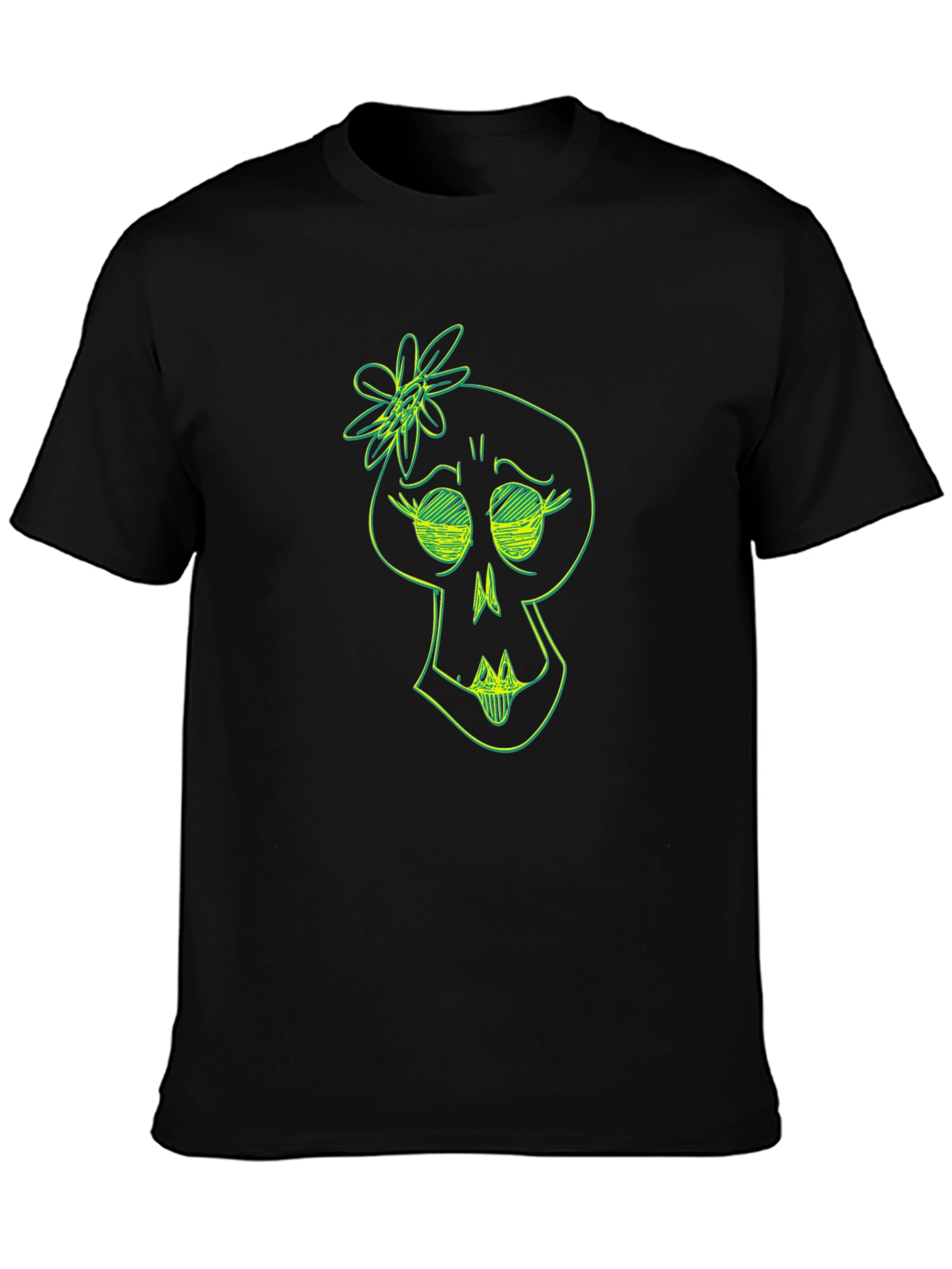 Skull Flower Graphic Tee - Trendy Black T-Shirt