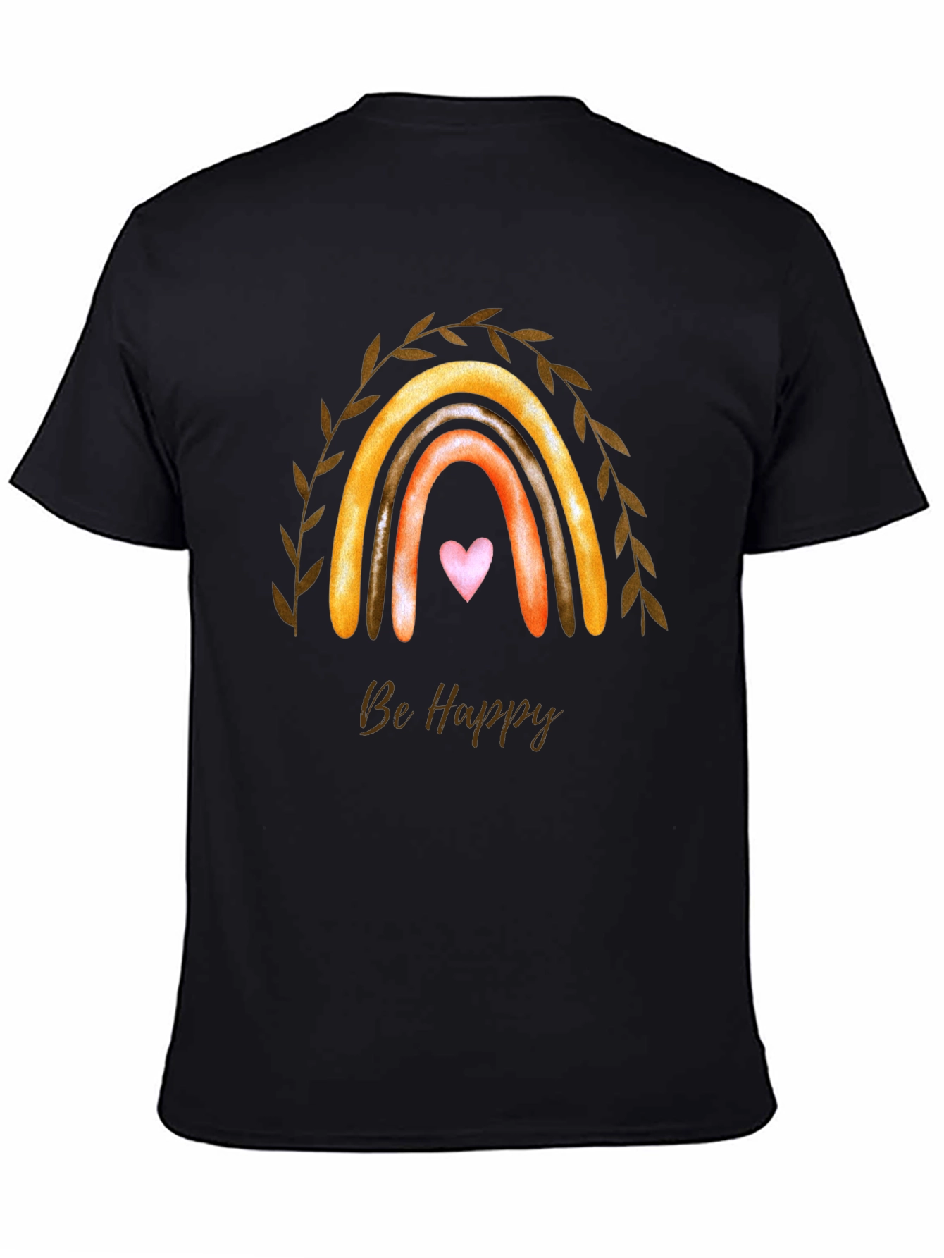 Be Happy Rainbow Graphic T-Shirt