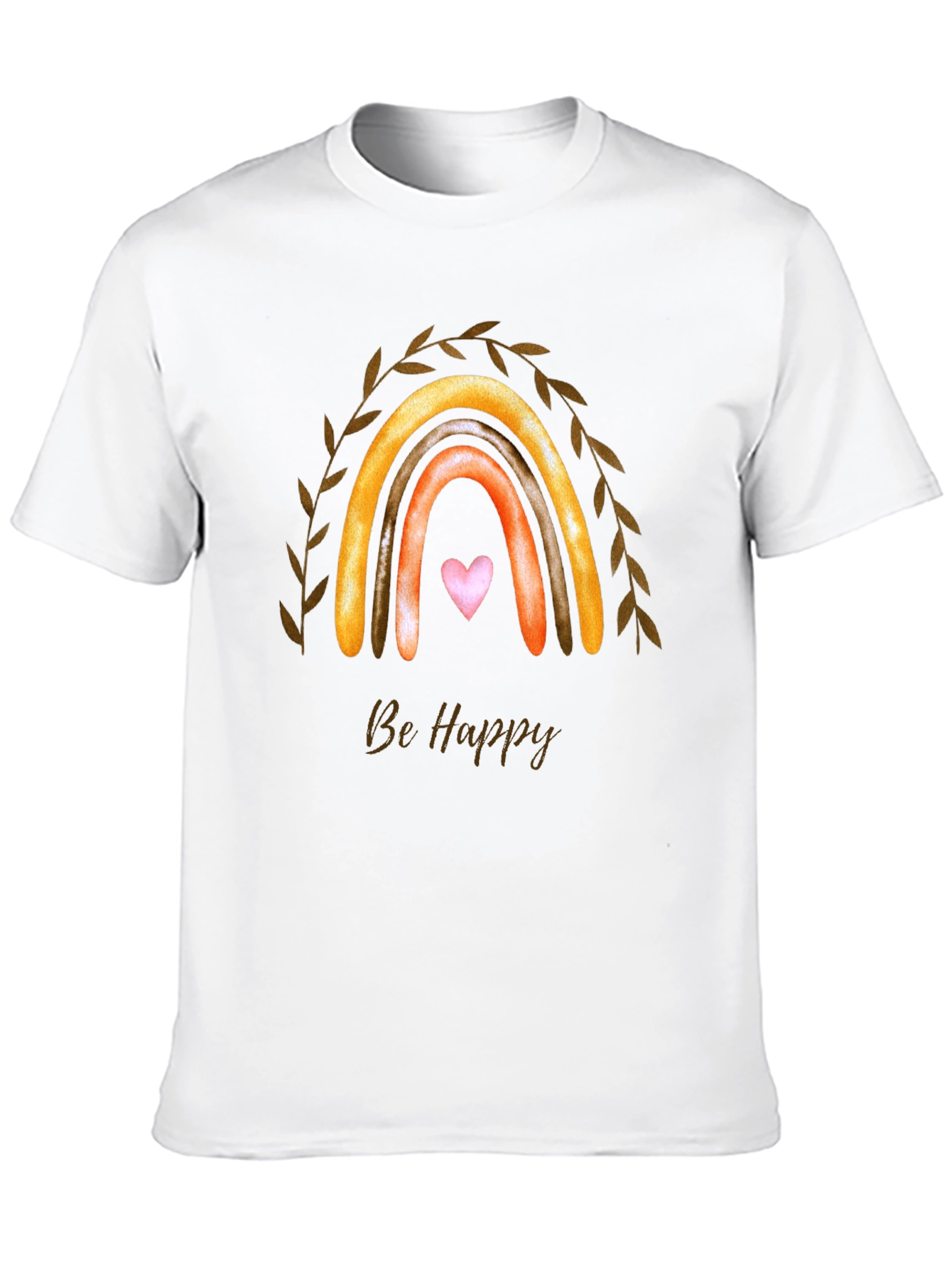 Be Happy Rainbow Graphic T-Shirt