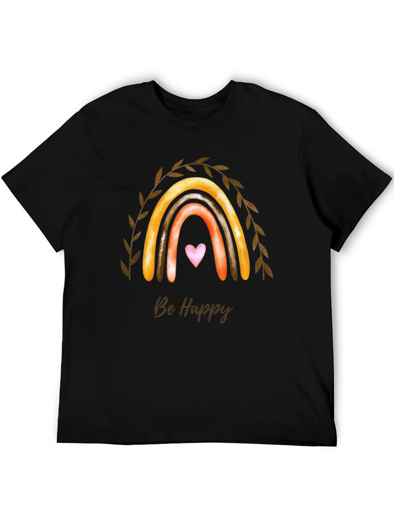 Be Happy Rainbow Graphic T-Shirt