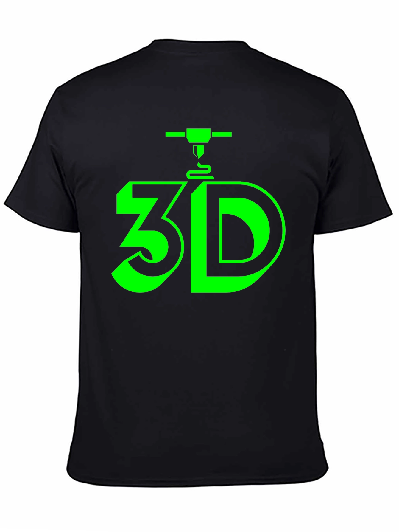 3D Printing T-Shirt - Black with Green Design