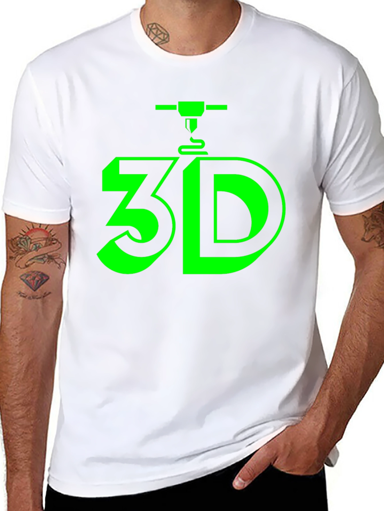 3D Printing T-Shirt - Black with Green Design