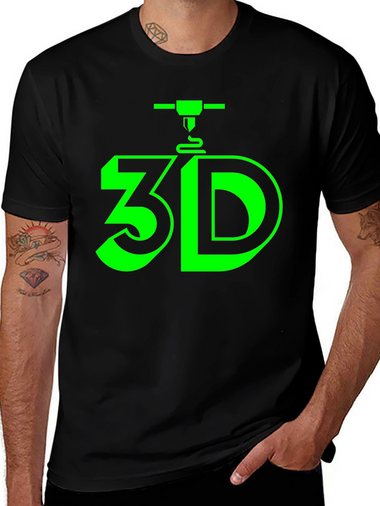 3D Printing T-Shirt - Black with Green Design