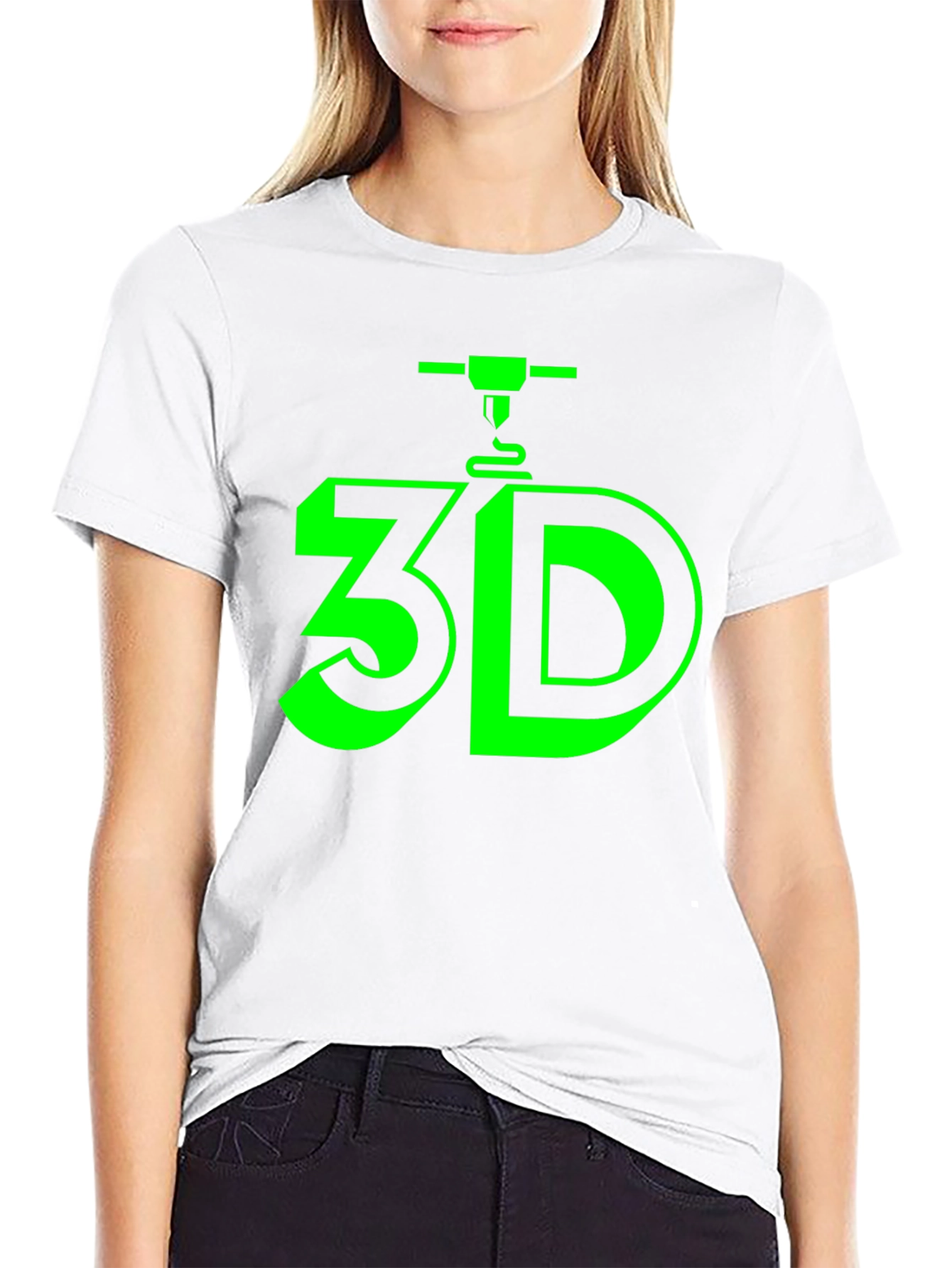 3D Printing T-Shirt - Black with Green Design