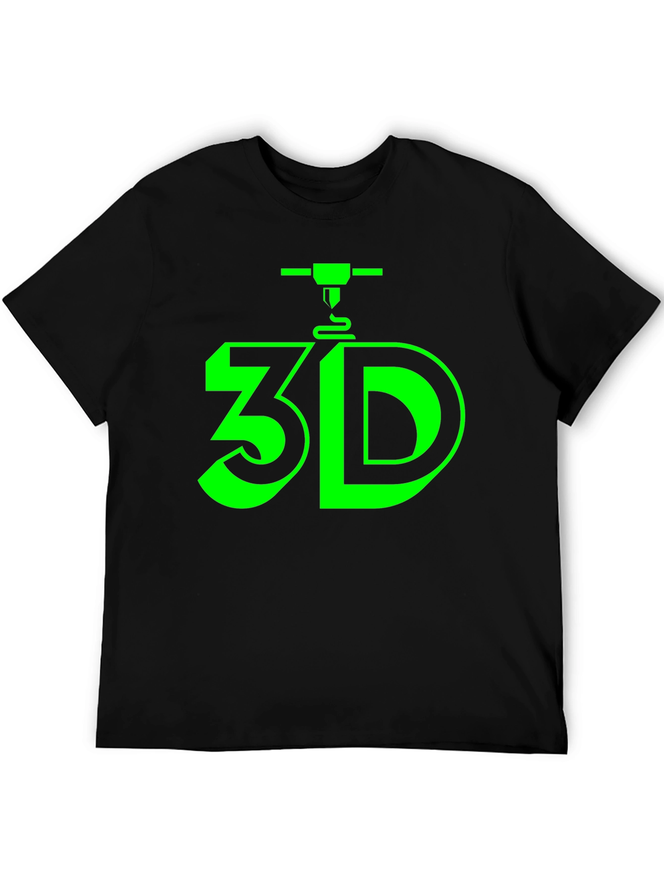 3D Printing T-Shirt - Black with Green Design