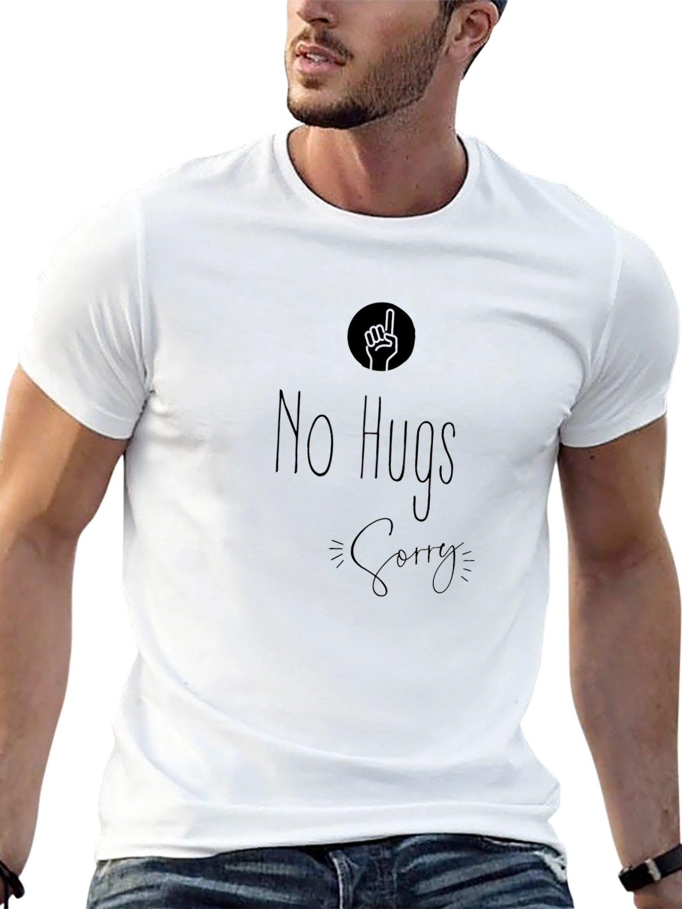 No Hugs Sorry Graphic Tee - Black T-Shirt