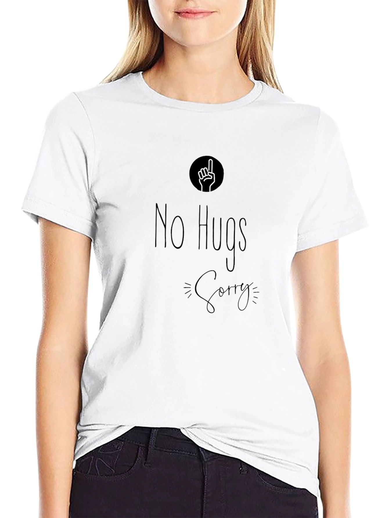 No Hugs Sorry Graphic Tee - Black T-Shirt