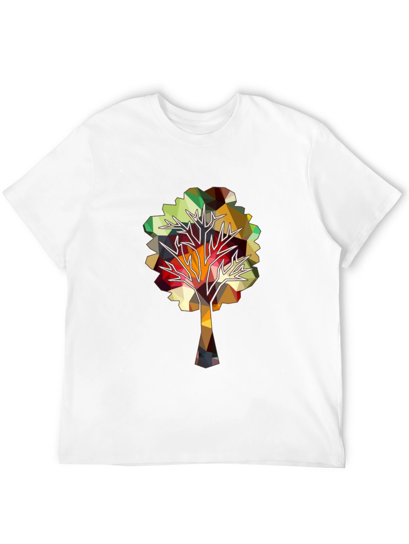 Geometric Tree Graphic Tee - Abstract Polygonal Art Shirt