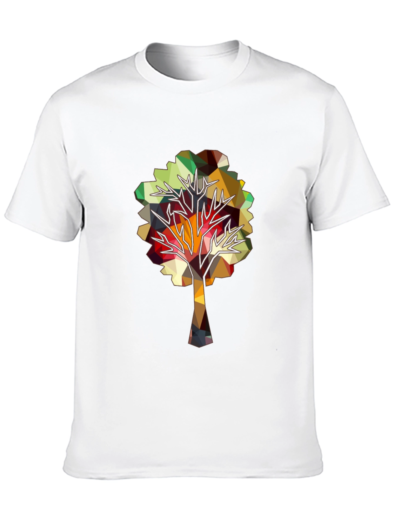 Geometric Tree Graphic Tee - Abstract Polygonal Art Shirt